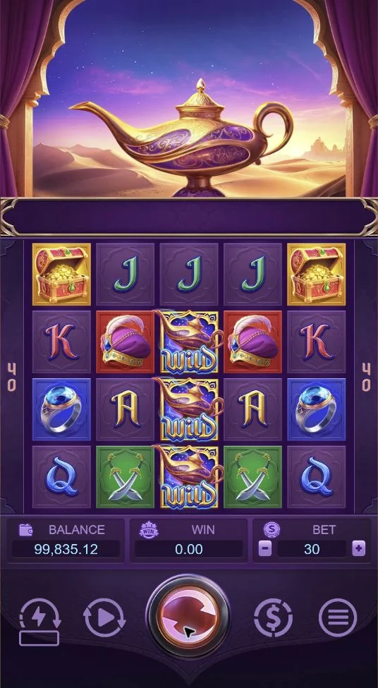 Fortune Magic Lamp – The Base Game uses five reels, four rows, and 40 paylines.