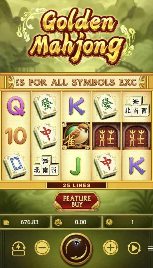 Golden Mahjong – Golden Mahjong's Base Game displays mahjong tiles across 25 paylines.