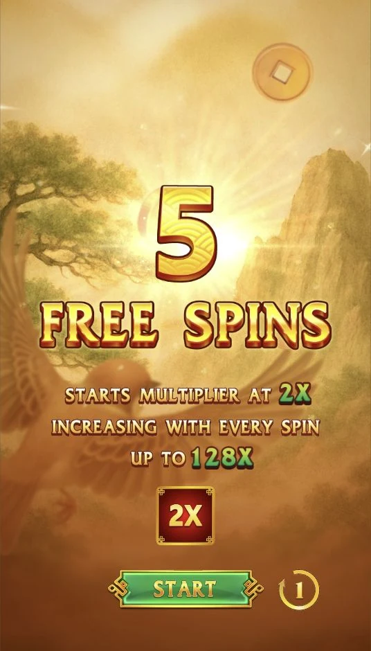 Golden Mahjong – The Free Spins entrance shows a 2× starting Win Multiplier and a 128× limit for a two-payline trigger.