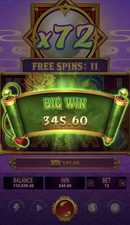 Power of Orb – A Big Win celebration during Free Spins with the ×72 Win Multiplier displayed.