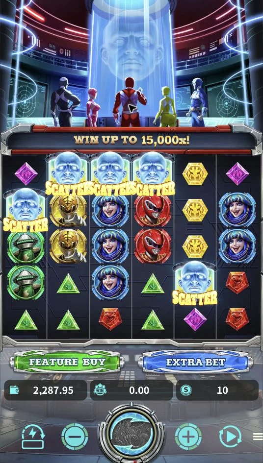 Power Rangers 1000 – The 6-reel, 5-row board brings the heroes and colorful symbol set into a futuristic command center.