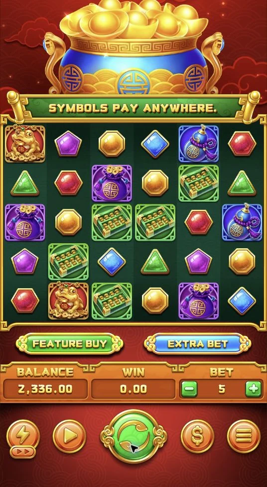 Treasure Bowl – The Base Game features a 30-position grid and a gold-filled treasure bowl.